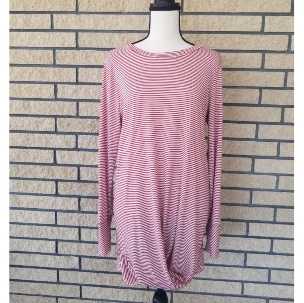 Elliott & Vine Stripe Long Sleeves Dress Twisted Hem